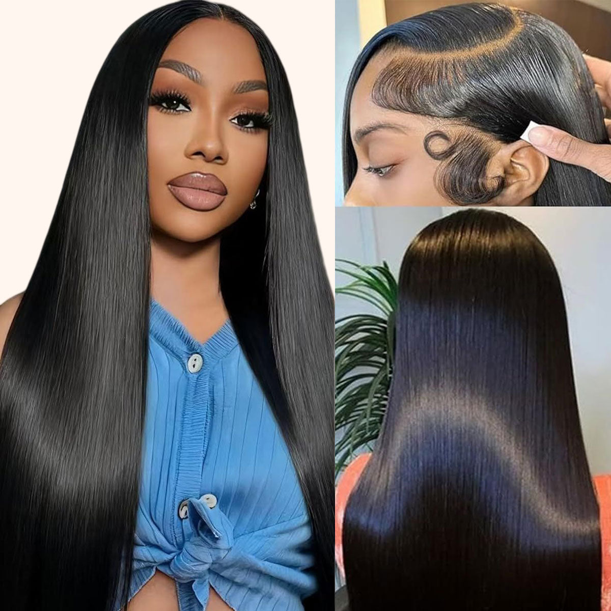 ShowReal Hair HD Lace Wig Straight 13x6 Lace 100% Human Hair Wigs Seamless Fit All Skins