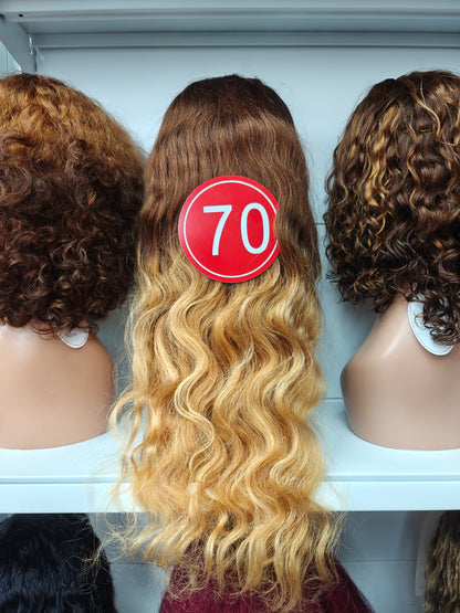 TiktokLive Number 70 Double Drawn Human Hair Highlight Color 13x4 HD Transparent Lace Frotanl Body Wave Wavy Wig 250% Density T4/27 Honey And Brown Wig For Woman Daily And Party Use