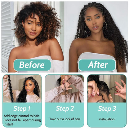 ShowReal 16 18 20 22 inch Human Braiding Hair for Boho Braids Human Hair 110g  10A Deep Wave Bulk Bohemian 3 Bundles/Pac Curly Boho Hair for Braiding Knotlessk Natural Color