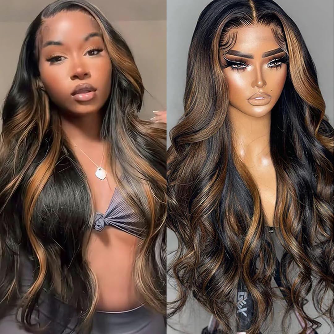 ShowReal 30 Inch 13x6 HD Lace Frontal Wig #27 Color 1b/30 Body Wave 13x4 Transparent Lace Front Wig For Women 13x4 HD Transparent Lace Frontal Wig Body Wave Human Hair Wigs For Women