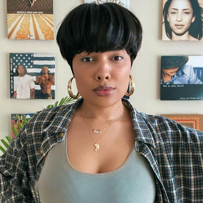 Showreal Bowl Cut Pixie Cut Wigs Human Hair for Black Women Pixie Cut Human Hair Wig Glueless Wigs Full Machine Made (Bowl Cut-1B)