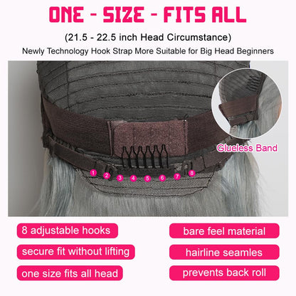 Customized Wig Grey Bob Wig Human Hair Glueless 13x4 Transparent Lace Bob Frontal Human Hair Wigs For Black Women 180% Density Pre Plucked Baby Hair Grey Short Bob Wig