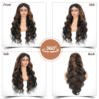 ShowReal 30 Inch 13x6 HD Lace Frontal Wig #27 Color 1b/30 Body Wave 13x4 Transparent Lace Front Wig For Women 13x4 HD Transparent Lace Frontal Wig Body Wave Human Hair Wigs For Women