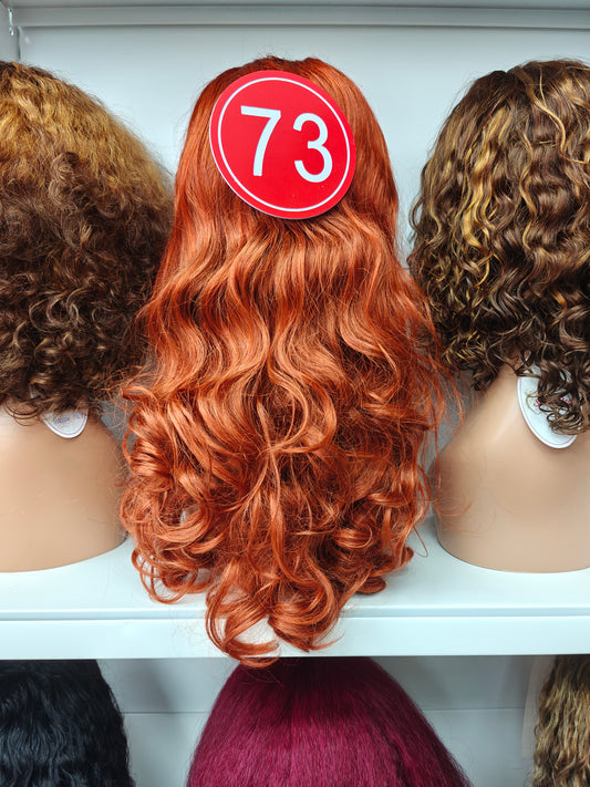 TiktokLive Number 73 Super Doule Drawn Human Hair 13x4 HD Transparent Lace Frotanl Body Wave Wavy Wig 250% Density #350 Ginger Color Wig For Woman Daily And Party Use