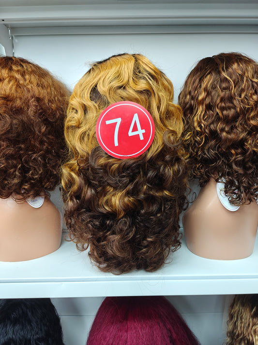 TiktokLive Number 74 Super Double Drawn Human Hair 13x4 HD Transparent Lace Frotanl Egg Wave Bouncy Curly Wavy Wig 250% Density T4/27/4 Color Wig For Woman Daily And Party Use