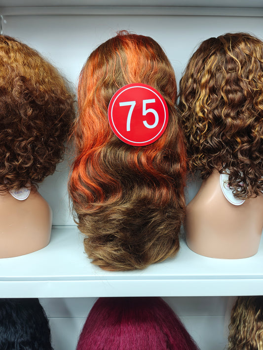 TikTokLive Number 75 Super Double Drawn Human Hair 13x4 HD Transparent Lace Frotanl Body Wave Wavy Wig 300% Density P4/350 Color Wig For Woman Daily And Party Use