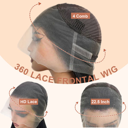 Showreal Hair 360 HD Lace Frontal Straight Wig Face Framing Snug Fit All Sizes Human Hair Wigs