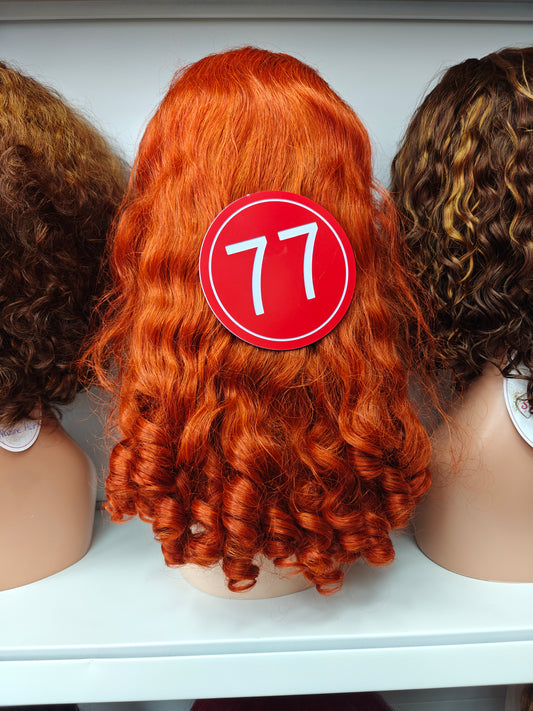 TiktokLive Number 77 Human Hair 13x4 HD Transparent Lace Frotanl Egg Wave Wavy Wig 200% Density #350 Ginger Color Wig For Woman Daily And Party Use