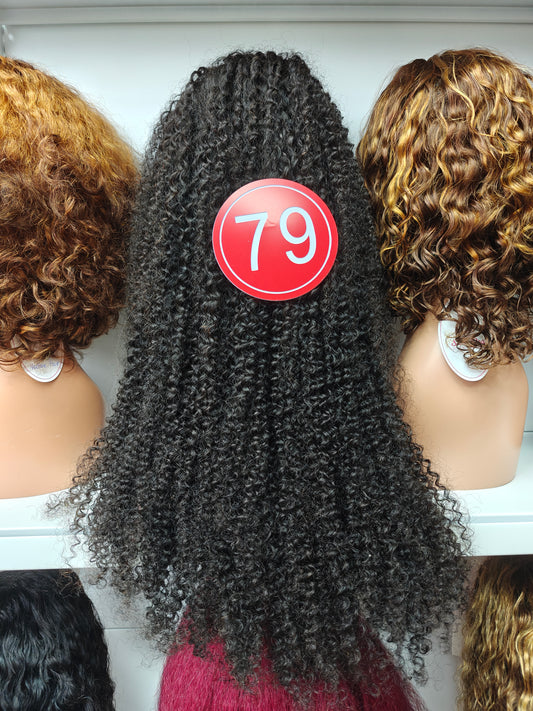 TiktokLive Number 79 Super Double Drawn Human Hair 13x6 Real HD Transparent Lace Frotanl Yaki Kinky Curly Wig 300% Density Black Color Wig For Woman Daily And Party Use