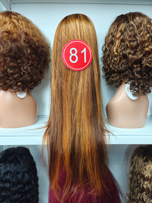 TiktokLive Number 81 Human Hair 13x4 HD Transparent Lace Frotanl Straight Wig 250% Density P4/30 Color Wig For Woman Daily And Party Use