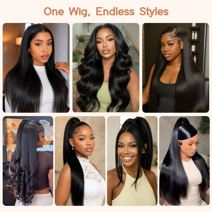 ShowReal Hair HD Lace Wig Straight 13x6 Lace 100% Human Hair Wigs Seamless Fit All Skins