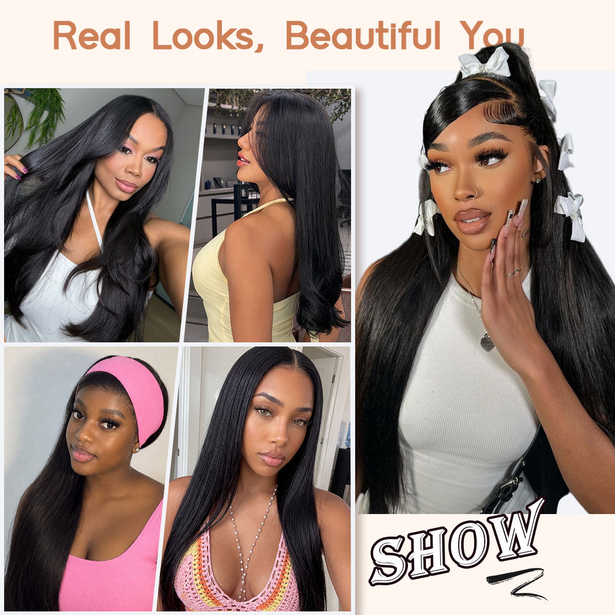 ShowReal Hair Natural Black Color 13x4 Transparent HD Lace Frontal Wig Straight Human Hair Wig