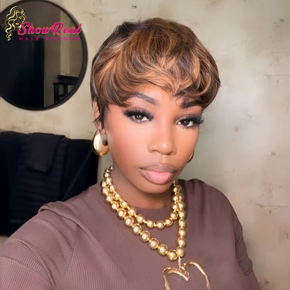 【Kym-Shyerra Same】Short Pixie Cut Wig Human Hair 1B/30 Colored Wig (9149-1B30)