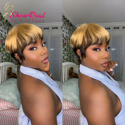 【Mercy Seyifunmi  Same】Short Pixie Cut Wig Human Hair 1B/30,1B/4/27 Colored Wig (9149-1B30),(9171-1B/4/27)