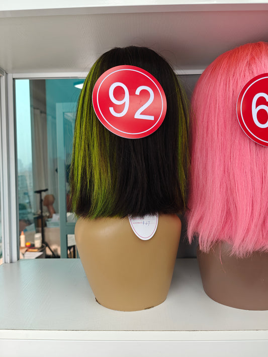 TiktokLive Number 92 Human Hair 13x4 HD Transparent Lace Frotanl Bone Straight Bob Wig 200% Density Ombre Blue And Black Color Wig For Woman Daily And Party Use