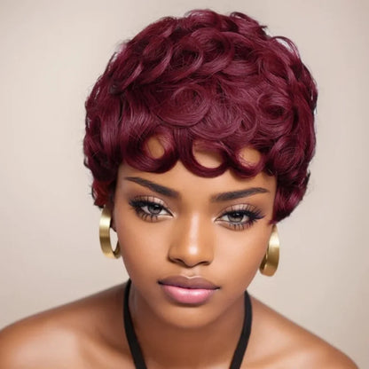 Showreal Pixie Cut Wigs Human Hair for Black Women Short Pixie Cut Wigs 100% Real Human Hair Lightweight Glueless Natural Black Layered Pixie Wig(025-1B)