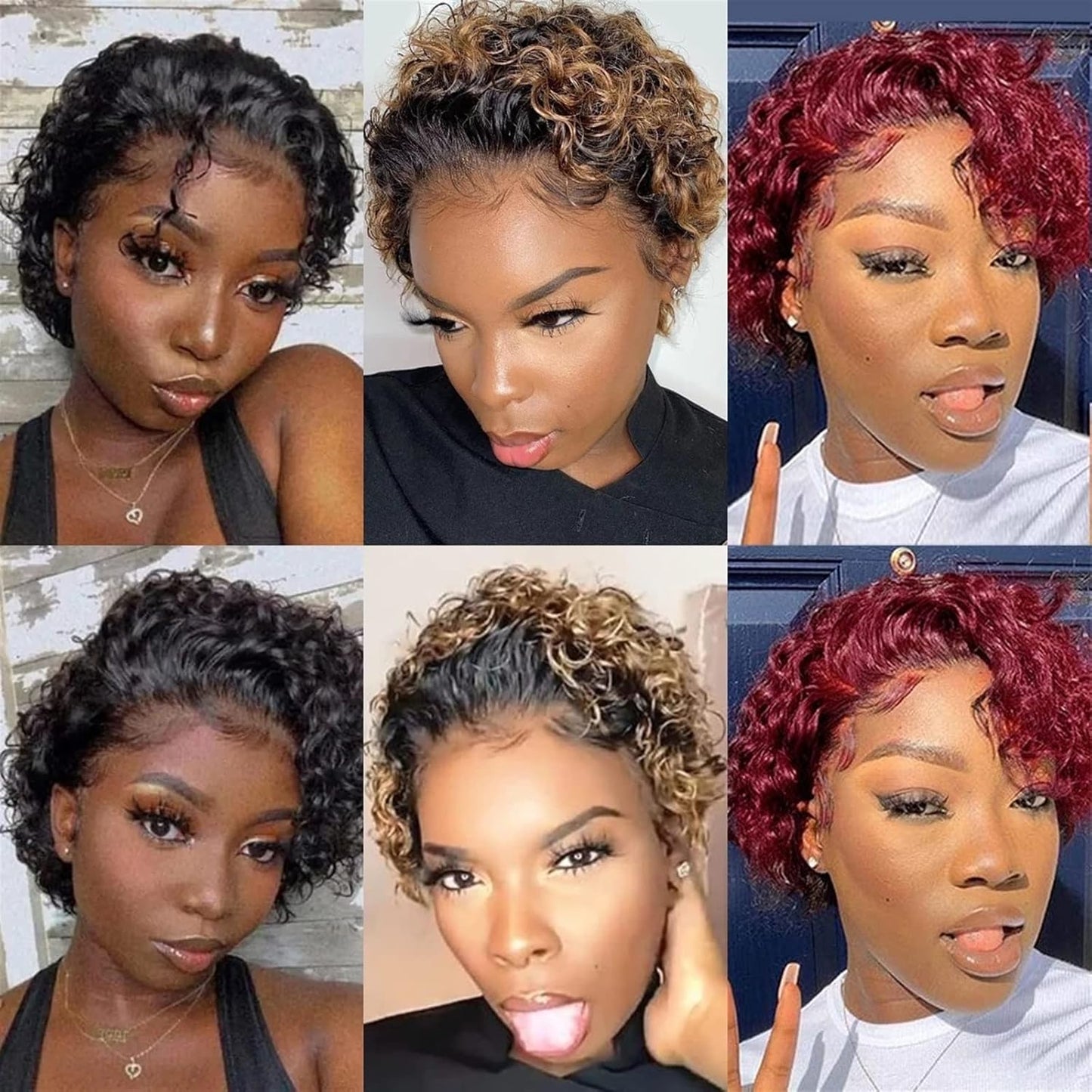 Pixie Cut 13x1 Lace Frontal Wig Short Spring Curl Human Hair Wig For Women Brazilian Remy Hair Transparent Lace Front Wig Lace Wig