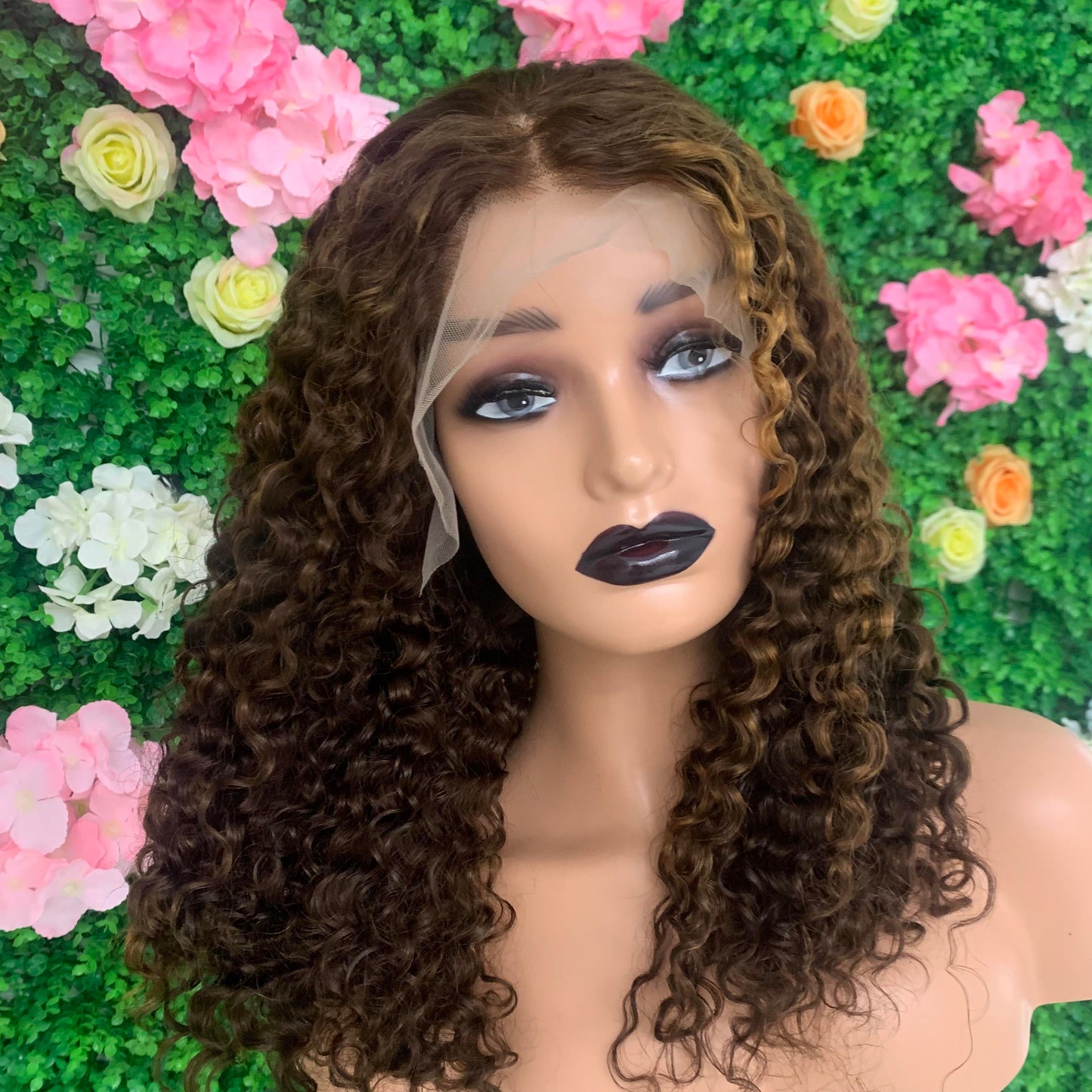 Double Drown Burmese Curly 5x5 Glueless Human Hair Wig Natural Black Color 5x5 Lace Closure Wigs 13x4 Full Lace Frontal Wig Piano Highlight Color Curly Hair Wig Real Hair Wig Fashion Woman Glueless Wig For Black Girl