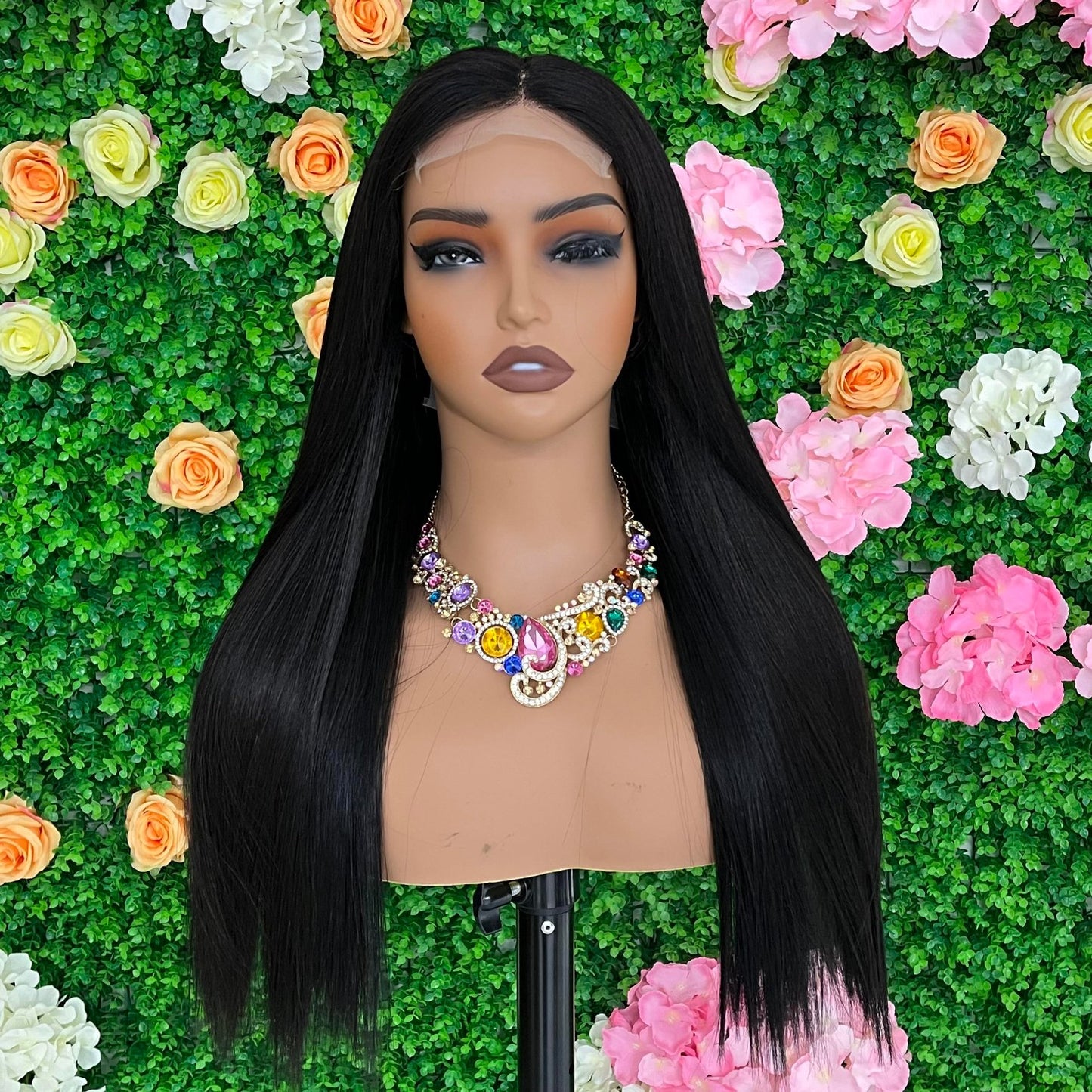 Double Drown Straight Brazilian Hair Human Hair Wig Bone Straight 4x4 Lace Closure Real Human Hair Fashion Wig Ready To Go Glueless Wig