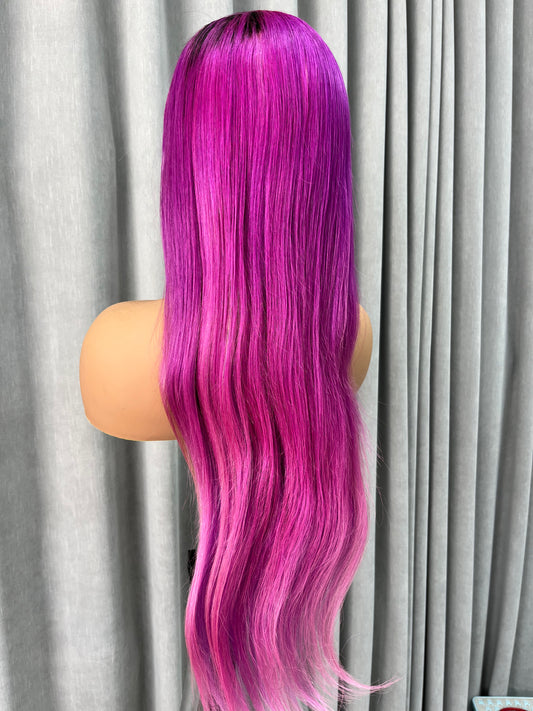 Customized Wig 13x4 Transparent Lace Frontal Rose Red Color Straight Wig For Women 13×4 Lace Front Straight Human Hair Wig