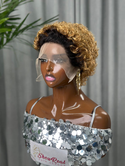 Pixie Cut 13x1 Lace Frontal Wig Short Spring Curl Human Hair Wig For Women Brazilian Remy Hair Transparent Lace Front Wig Lace Wig