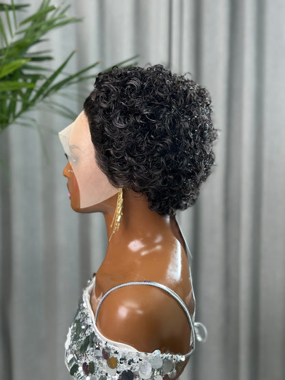 Pixie Cut 13x1 Lace Frontal Wig Short Spring Curl Human Hair Wig For Women Brazilian Remy Hair Transparent Lace Front Wig Lace Wig