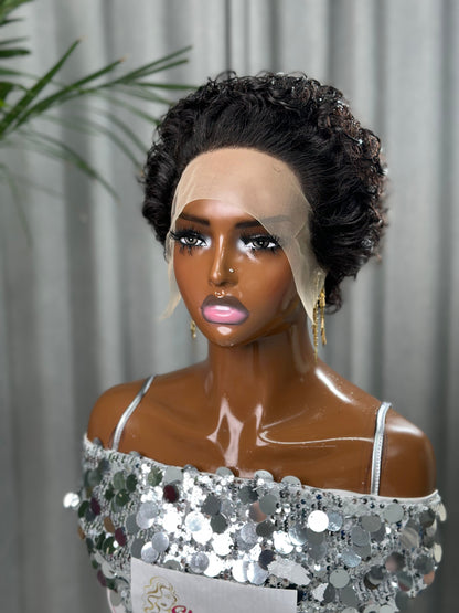 Pixie Cut 13x1 Lace Frontal Wig Short Spring Curl Human Hair Wig For Women Brazilian Remy Hair Transparent Lace Front Wig Lace Wig