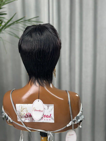 Short Pixie Cut Wig Brazilian Virgin Human Hair Black And Highlight Colorful Wig with Bangs Full Machine Ready To Go Glueless Wig