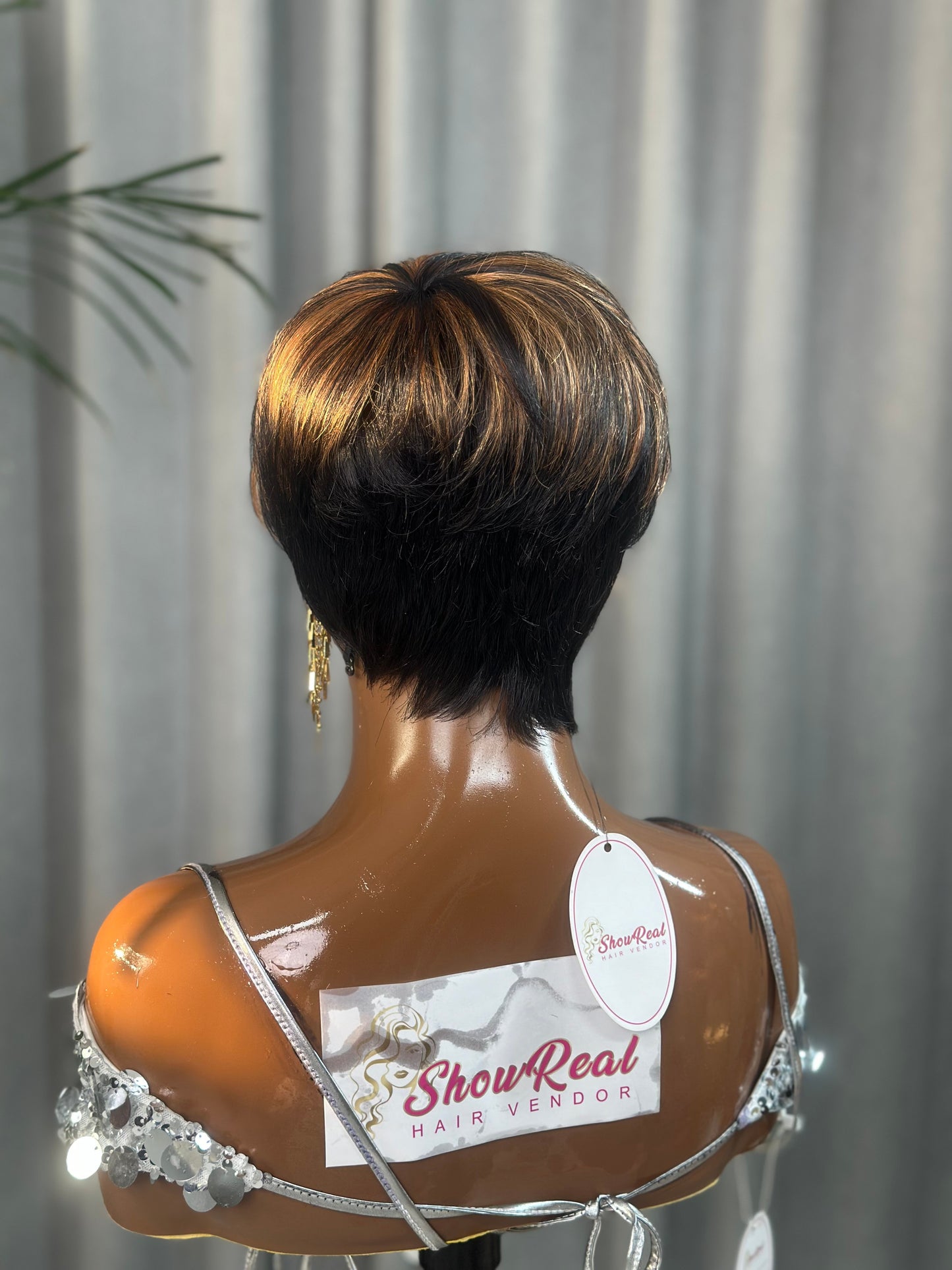 Short Pixie Cut Wig Brazilian Virgin Human Hair Black And Highlight Colorful Wig with Bangs Full Machine Ready To Go Glueless Wig