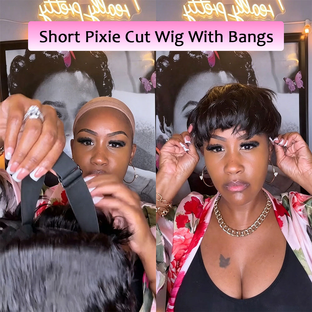 【KiKi Same】Pixie Cut Wigs Human Hair (036-1B)