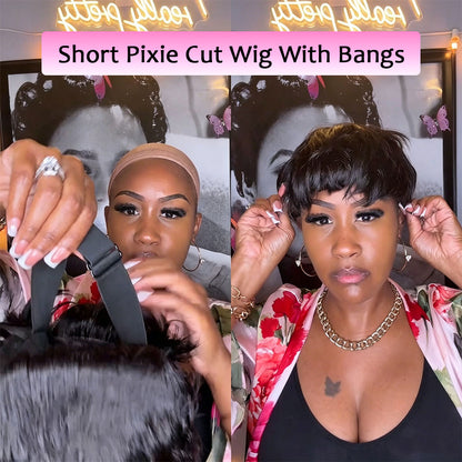 【KiKi Same】Pixie Cut Wigs Human Hair (036-1B)