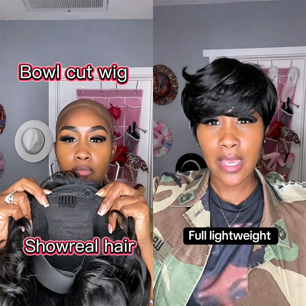 【KiKi Same】Bowl Cut Pixie Cut Wigs Human Hair （0501）