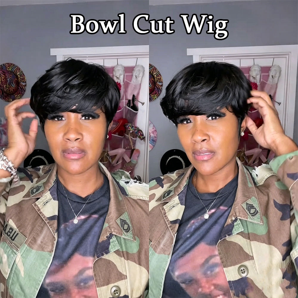 【KiKi Same】Bowl Cut Pixie Cut Wigs Human Hair （0501）