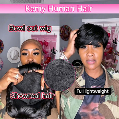 【KiKi Same】Bowl Cut Pixie Cut Wigs Human Hair （0501）