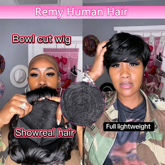 【KiKi Same】Bowl Cut Pixie Cut Wigs Human Hair （0501）