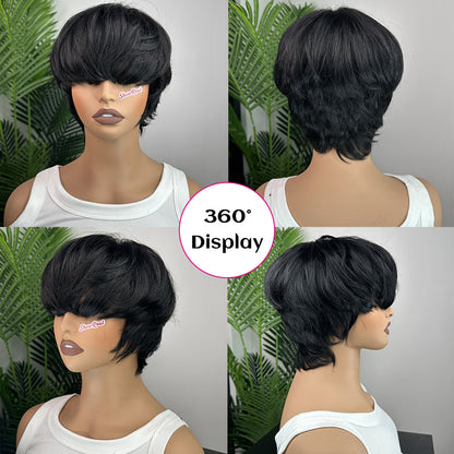 Showreal Bowl Cut Pixie Cut Wigs Human Hair for Black Women Pixie Cut Human Hair Wig Glueless Wigs Full Machine Made（0501）