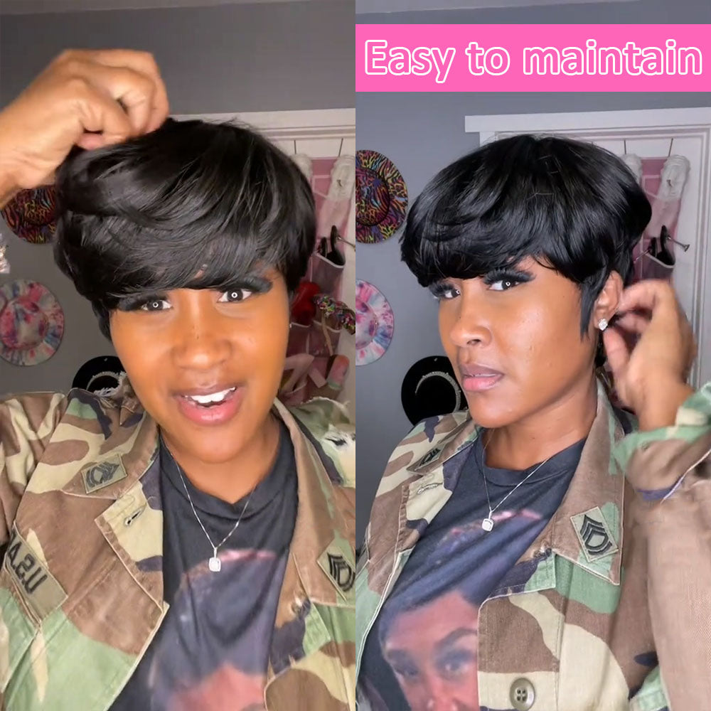 【KiKi Same】Bowl Cut Pixie Cut Wigs Human Hair （0501）