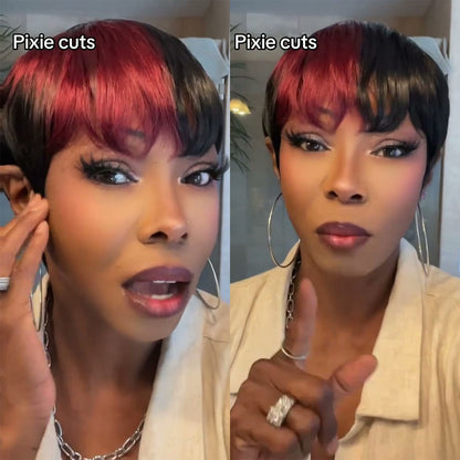 (Denise Same) Pixie Cut Wig Human Hair Wigs For Black Women (089-1B99J)