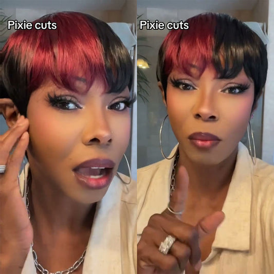 (Denise Same) Pixie Cut Wig Human Hair Wigs For Black Women (089-1B99J)