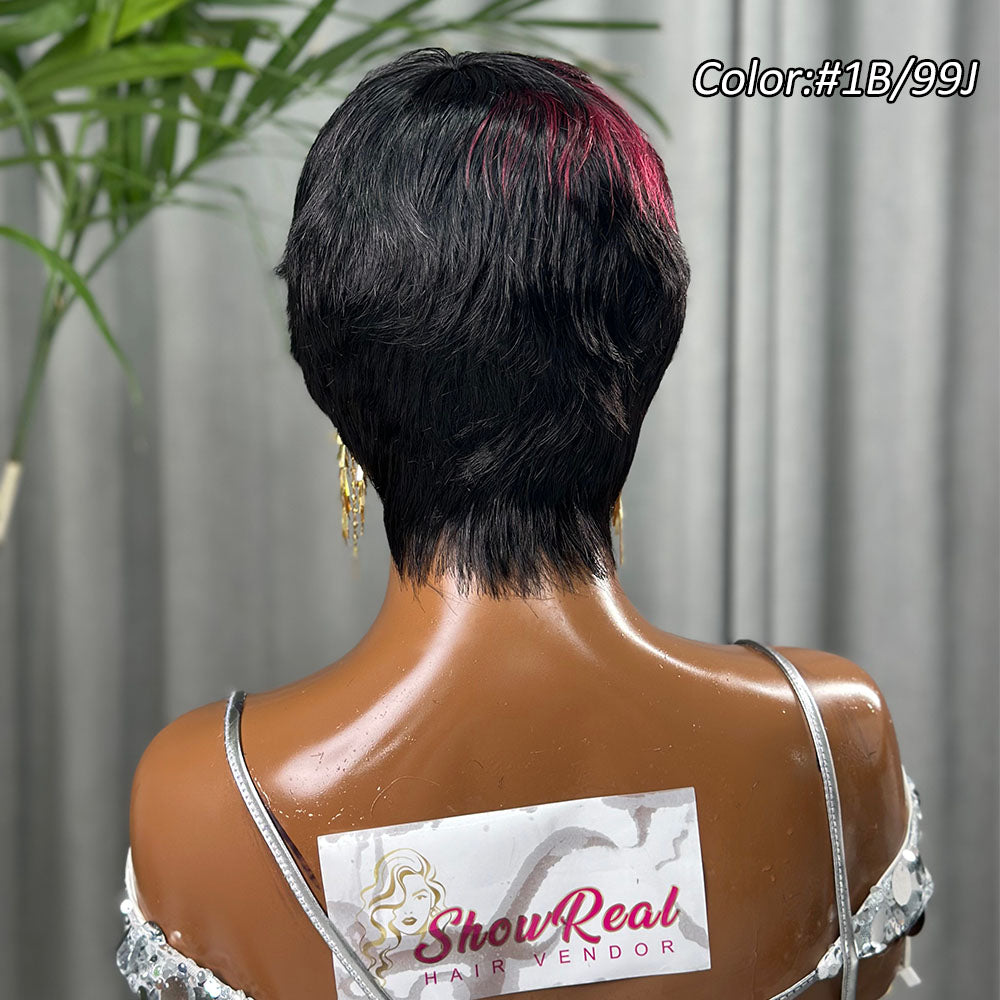 (Denise Same) Pixie Cut Wig Human Hair Wigs For Black Women (089-1B99J)