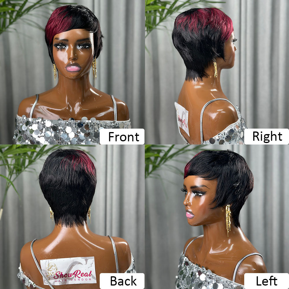 (Denise Same) Pixie Cut Wig Human Hair Wigs For Black Women (089-1B99J)