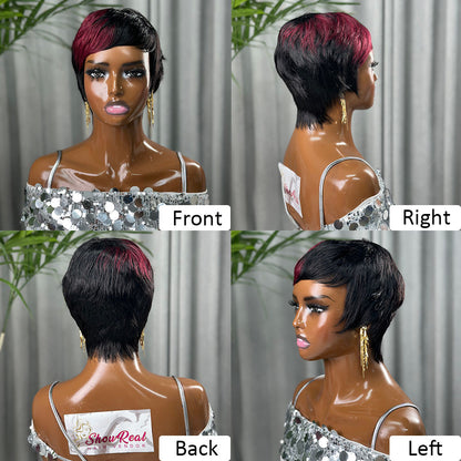 (Denise Same) Pixie Cut Wig Human Hair Wigs For Black Women (089-1B99J)