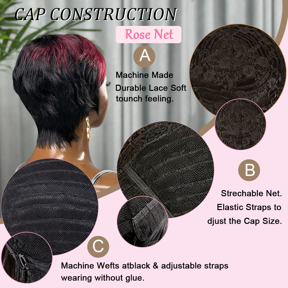(Denise Same) Pixie Cut Wig Human Hair Wigs For Black Women (089-1B99J)