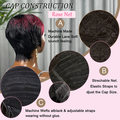 (Denise Same) Pixie Cut Wig Human Hair Wigs For Black Women (089-1B99J)
