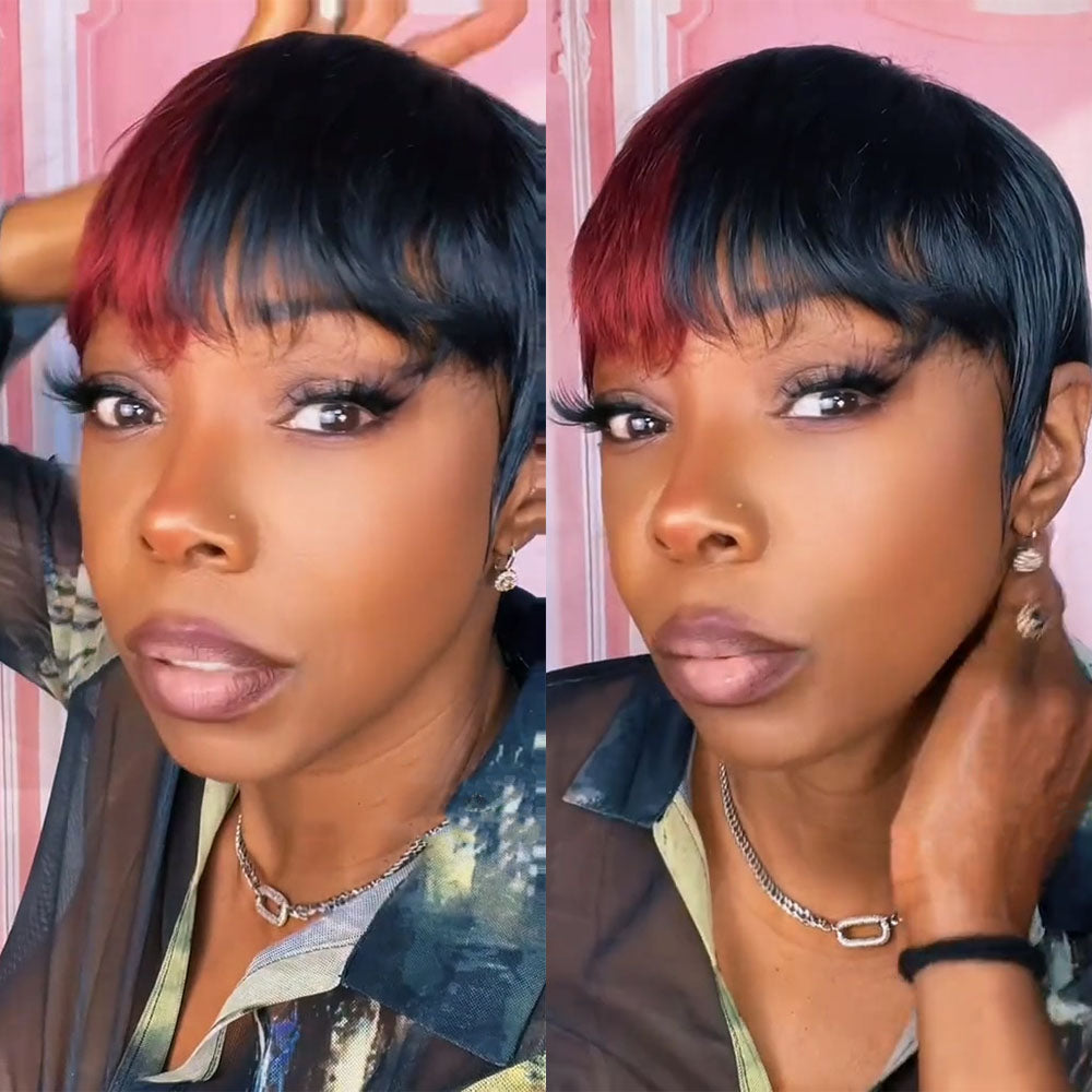 (Denise Same) Pixie Cut Wig Human Hair Wigs For Black Women (089-1B99J)