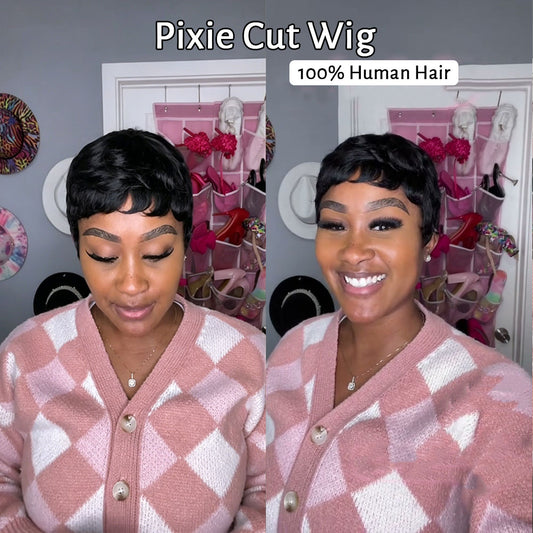 【KiKi Same】Pixie Cut Human Hair Wig Short Pixie Cut Wigs (9047-1B)