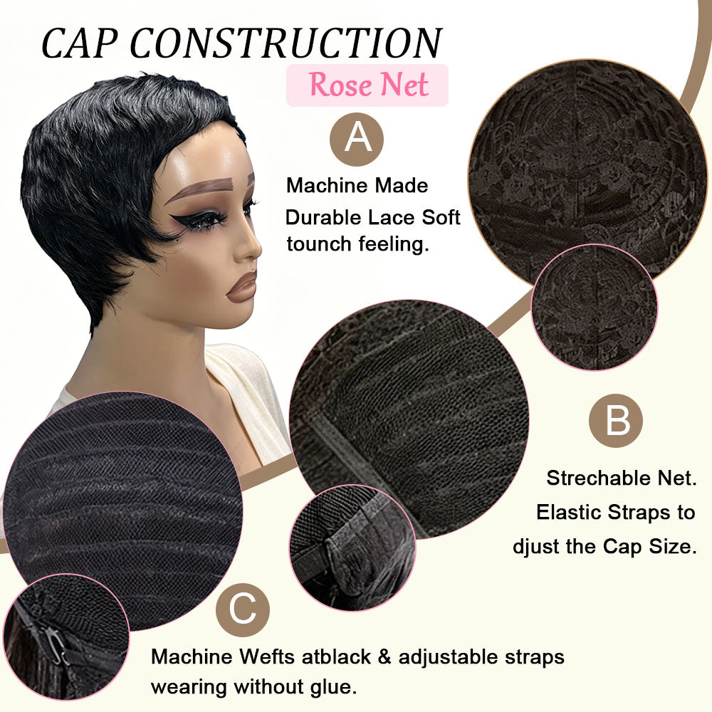 【KiKi Same】Pixie Cut Human Hair Wig Short Pixie Cut Wigs (9047-1B)