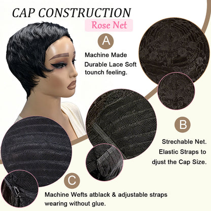 【KiKi Same】Pixie Cut Human Hair Wig Short Pixie Cut Wigs (9047-1B)