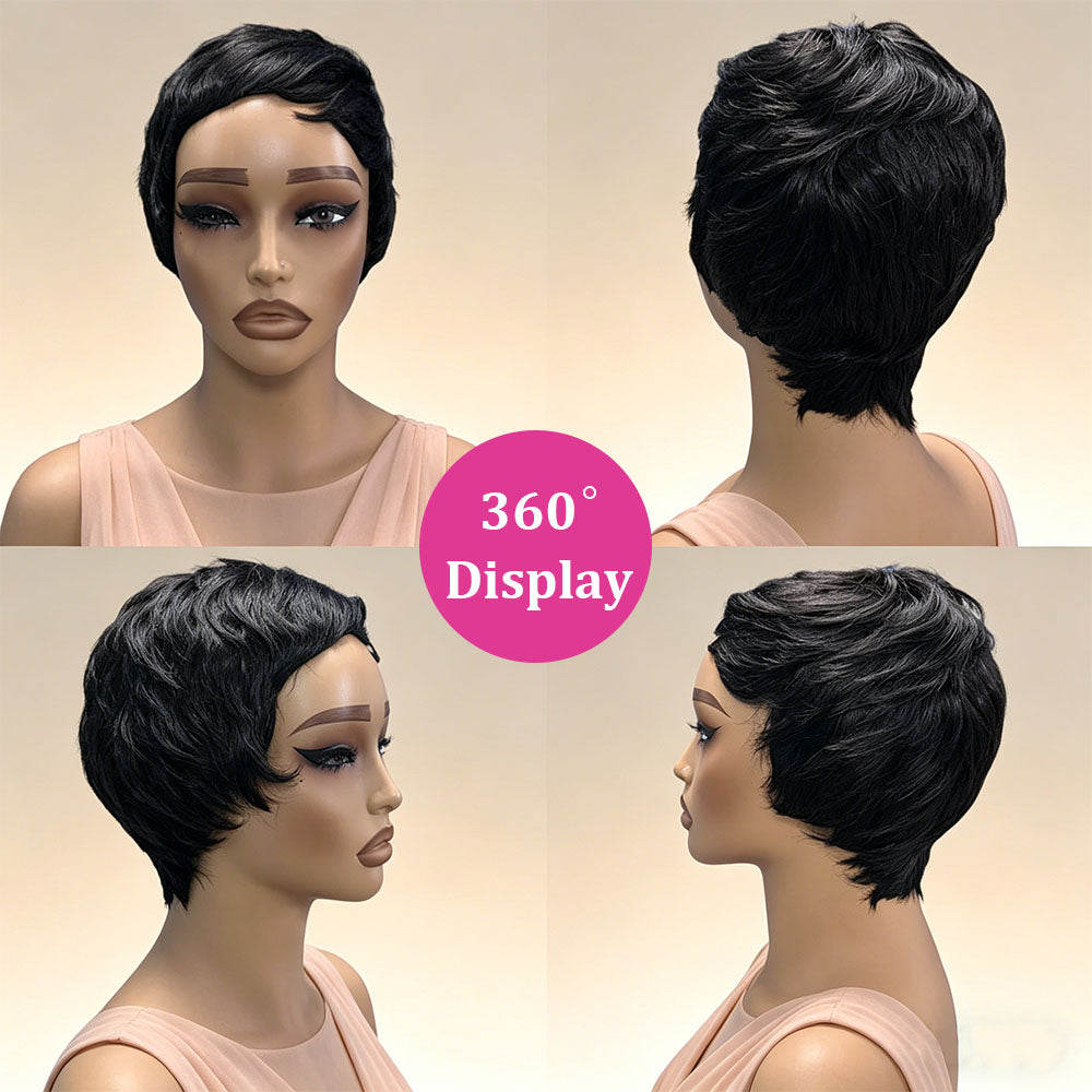 【KiKi Same】Pixie Cut Human Hair Wig Short Pixie Cut Wigs (9047-1B)