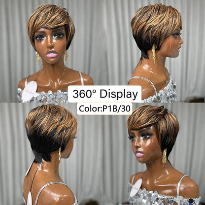 （Denise Same）Pixie Cut Wig Human Hair 1B/30(9149-1B30)